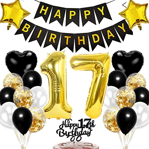Ouceanwin Luftballon 17. Geburtstag Deko Junge, Ballons Geburtstagsdeko 17 Jahre Mädchen, Schwarz Gold Tortendeko Happy Birthday Deko 17 Geburtstag Kinder, Ballons 17. Geburtstags Party Set Ouceanwin Luftballon 17. Geburtstag Deko Junge, Ballons Geburtstagsdeko 17 Jahre Mädchen, Schwarz Gold Tortendeko Happy Birthday Deko 17 Geburtstag Kinder, Ballons 17. Geburtstags Party Set von Ouceanwin