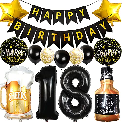 Ouceanwin Luftballon 18. Geburtstag Deko Jungen Mädchen, Ballons Geburtstagsdeko 18 Jahre Kinder, Folienballon Weinflasche Bier Deko Helium Ballon Whisky für 18 Jahr Geburtstag Party Deko von Ouceanwin