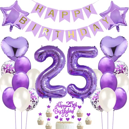 Ouceanwin Luftballon 25. Geburtstag Deko Frau, Geburtstagsdeko 25 Jahre Lila, Cake Topper Happy Birthday Lila Deko 25. Geburtstag Frauen, Helium Ballons 25 Geburtstags Party Dekoration Set Ouceanwin Luftballon 25. Geburtstag Deko Frau, Geburtstagsdeko 25 Jahre Lila, Cake Topper Happy Birthday Lila Deko 25. Geburtstag Frauen, Helium Ballons 25 Geburtstags Party Dekoration Set von Ouceanwin