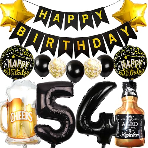 Ouceanwin Luftballon 54. Geburtstag Deko Männer Frauen, Schwarz Gold Geburtstagsdeko 54 Jahre Mann Frau, Folienballon Weinflasche Bier Deko Helium Ballon Whisky für 54 Jahre Geburtstag Party Deko Ouceanwin Luftballon 54. Geburtstag Deko Männer Frauen, Schwarz Gold Geburtstagsdeko 54 Jahre Mann Frau, Folienballon Weinflasche Bier Deko Helium Ballon Whisky für 54 Jahre Geburtstag Party Deko von Ouceanwin