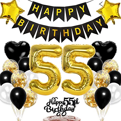 Ouceanwin Luftballon 55. Geburtstag Deko Mann, Ballons Geburtstagsdeko 55 Jahre Frauen, Schwarz Gold Tortendeko Happy Birthday Deko 55 Geburtstag Männer Frau, Ballons 55. Geburtstags Party Set Ouceanwin Luftballon 55. Geburtstag Deko Mann, Ballons Geburtstagsdeko 55 Jahre Frauen, Schwarz Gold Tortendeko Happy Birthday Deko 55 Geburtstag Männer Frau, Ballons 55. Geburtstags Party Set von Ouceanwin