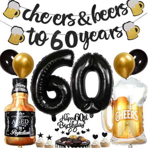 Ouceanwin Luftballon 60. Geburtstag Deko Mann Frau, Folienballon Geburtstagsdeko 60 Jahre Männer Frauen, Schwarz Helium Ballons Weinflasche Bier Deko Cheers and Beers To 60 Years Party Deko Ouceanwin Luftballon 60. Geburtstag Deko Mann Frau, Folienballon Geburtstagsdeko 60 Jahre Männer Frauen, Schwarz Helium Ballons Weinflasche Bier Deko Cheers and Beers To 60 Years Party Deko von Ouceanwin