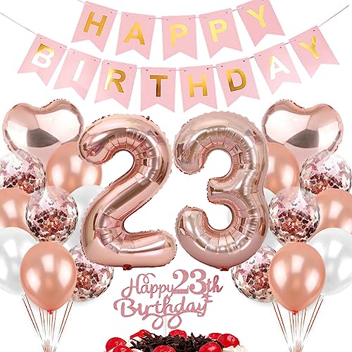 Ouceanwin Luftballon-Set 23. Geburtstag Deko Frauen, Rosegold, 20 Stück, Happy Birthday Banner, Tortendeko, Biologisch abbaubar, Konfetti, Damen Party Dekoration Set Ouceanwin Luftballon-Set 23. Geburtstag Deko Frauen, Rosegold, 20 Stück, Happy Birthday Banner, Tortendeko, Biologisch abbaubar, Konfetti, Damen Party Dekoration Set von Ouceanwin