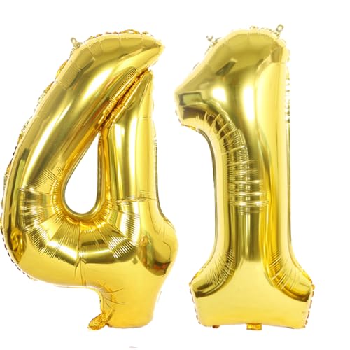 Luftballon 41 Gold, Helium Ballon 41 Goldene 41 Luftballon Geburtstag 41 Jahre, 41 Luftballon Zahl Gold, Riesen Folienballon XXL Ballon Zahlen 41 für Geburtstag Hochzeit Jubiläum Party Deko von Ouceanwin