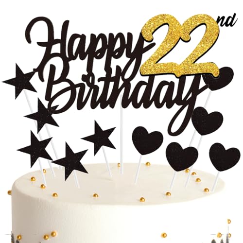 Ouceanwin Tortendeko 22 Geburtstag Frau Mann, Cake Topper Happy 22th Birthday Deko Schwarz Gold, Glitter Kuchendeko Geburtstag 22 Jahre Kuchen Topper 22. Geburtstag Frauen Männer Ouceanwin Tortendeko 22 Geburtstag Frau Mann, Cake Topper Happy 22th Birthday Deko Schwarz Gold, Glitter Kuchendeko Geburtstag 22 Jahre Kuchen Topper 22. Geburtstag Frauen Männer von Ouceanwin