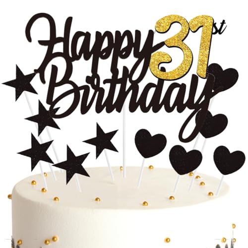Ouceanwin Tortendeko 31 Geburtstag Frau Mann, Cake Topper Happy 31th Birthday Deko Schwarz Gold, Glitter Kuchendeko Geburtstag 31 Jahre Kuchen Topper 31. Geburtstag Frauen Männer Ouceanwin Tortendeko 31 Geburtstag Frau Mann, Cake Topper Happy 31th Birthday Deko Schwarz Gold, Glitter Kuchendeko Geburtstag 31 Jahre Kuchen Topper 31. Geburtstag Frauen Männer von Ouceanwin