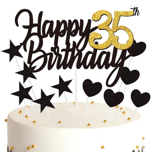 Ouceanwin Tortendeko 35 Geburtstag Frau Mann, Cake Topper Happy 35th Birthday Deko Schwarz Gold, Glitter Kuchendeko Geburtstag 35 Jahre Kuchen Topper 35. Geburtstag Frauen Männer Ouceanwin Tortendeko 35 Geburtstag Frau Mann, Cake Topper Happy 35th Birthday Deko Schwarz Gold, Glitter Kuchendeko Geburtstag 35 Jahre Kuchen Topper 35. Geburtstag Frauen Männer von Ouceanwin