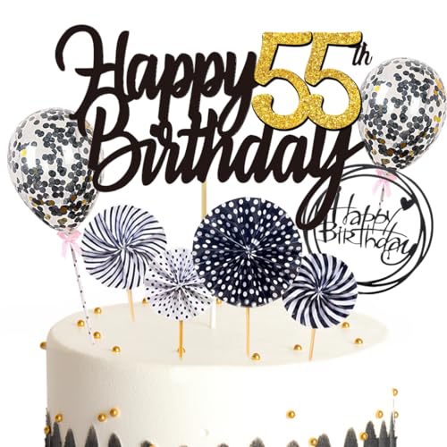 Ouceanwin Tortendeko 55. Geburtstag Frau Mann, Schwarz Kuchen Topper Happy 55th Birthday, Glitzer Kuchen Deko Geburtstag Junge 55 Jahre Cake Topper Geburtstag Deko 55 Jahre Frauen Männer Ouceanwin Tortendeko 55. Geburtstag Frau Mann, Schwarz Kuchen Topper Happy 55th Birthday, Glitzer Kuchen Deko Geburtstag Junge 55 Jahre Cake Topper Geburtstag Deko 55 Jahre Frauen Männer von Ouceanwin