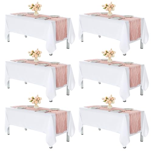 Oudain 6 Sets Tischläufer, inklusive 6 weißen Tischdecken, 6 Seihtuch-Tischläufer, rustikaler Boho, Gaze, Käsetuch für Hochzeit, Party, Babyparty, Geburtstag, Heimdekoration, Altrosa Oudain 6 Sets Tischläufer, inklusive 6 weißen Tischdecken, 6 Seihtuch-Tischläufer, rustikaler Boho, Gaze, Käsetuch für Hochzeit, Party, Babyparty, Geburtstag, Heimdekoration, Altrosa von Oudain
