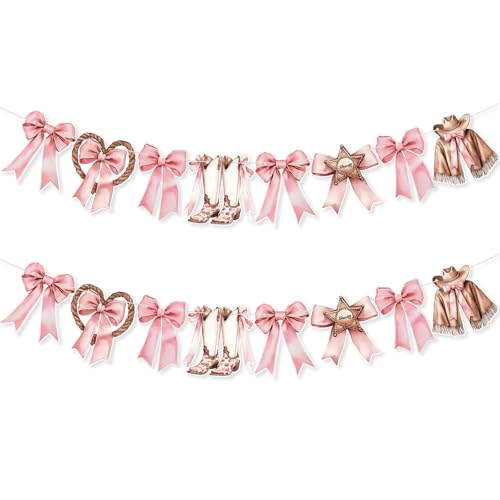 Oudain Cowgirl-Stiefel-Banner mit pinker Schleife, 2 Stück, Western-Cowgirl-Stiefel, Schleife, Kuh-Dekor, niedliche Kokette, Kuh, Westernstiefel Oudain Cowgirl-Stiefel-Banner mit pinker Schleife, 2 Stück, Western-Cowgirl-Stiefel, Schleife, Kuh-Dekor, niedliche Kokette, Kuh, Westernstiefel von Oudain