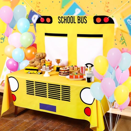 Oudain Schulbus-Party-Dekorationen, Schulanfang, Banner und Tischdecke, gelber Bus, Tischdecke und Hintergrund für Jungen und Mädchen, Geburtstag, Motto-Party, Gastgeschenk, 2 Stück Oudain Schulbus-Party-Dekorationen, Schulanfang, Banner und Tischdecke, gelber Bus, Tischdecke und Hintergrund für Jungen und Mädchen, Geburtstag, Motto-Party, Gastgeschenk, 2 Stück von Oudain