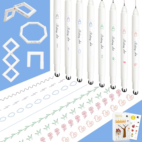 Oudizz Pastel Highlighters Textmarker Fineliner Marker Stifte 8 Stück， Coole Fidget Stifte Malsachen 7 Farben, Textmarker mit Dünnen Stress Abbauen für Scrapbook, Journaling, Planer, Büro von Oudizz