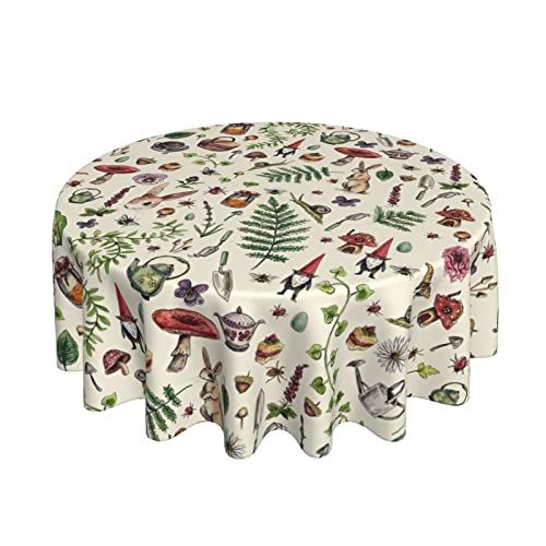 Cottagecore Bunny Rabbit Bedruckte runde Tischdecke 60 Zoll wasserdichte Tischdecke dekorativ für Küche, Party und Wohnzimmer von Oudrspo