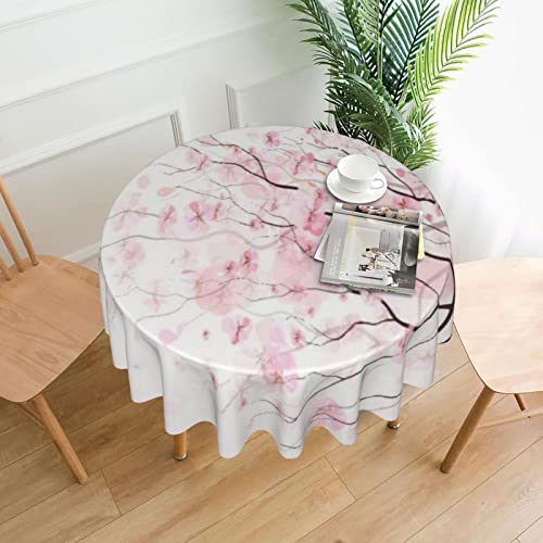 Künstlerischer Sakura-Zweig mit Kirschblüten, zarte japanische Frühlings-Tischdecke mit runder Rückseite, weicher, waschbarer Stoff, Tischdecke für Esstisch, 152,4 cm rund Künstlerischer Sakura-Zweig mit Kirschblüten, zarte japanische Frühlings-Tischdecke mit runder Rückseite, weicher, waschbarer Stoff, Tischdecke für Esstisch, 152,4 cm rund von Oudrspo