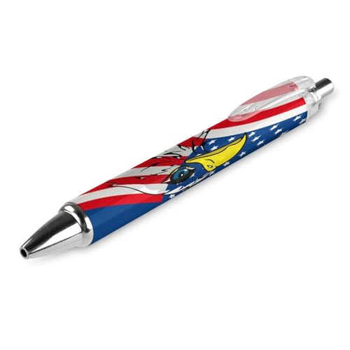 Kugelschreiber mit Adler über der Flagge der Vereinigten Staaten, schwarz, glattes Schreiben, Gelschreiber, einziehbar, 0,5 feine Spitze, für Schule, Büro, Adler über die Flagge der Vereinigten von Oudrspo