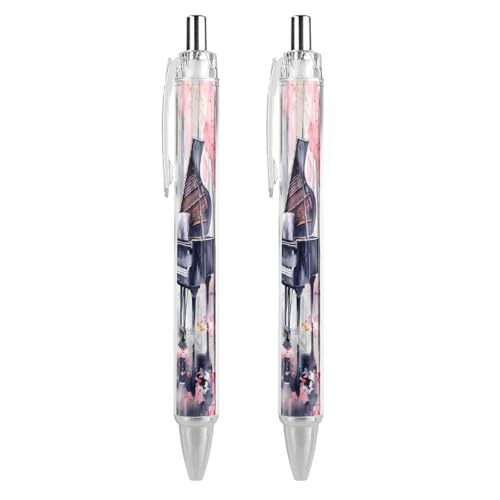 Oudrspo Aquarell-Klavier, bunter Kugelschreiber, Druckstift, 0,5 mm, glattes Schreiben, schwarze Tinte, Kugelschreiber, Notizen-Zubehör fürs Büro, 2 Stück von Oudrspo
