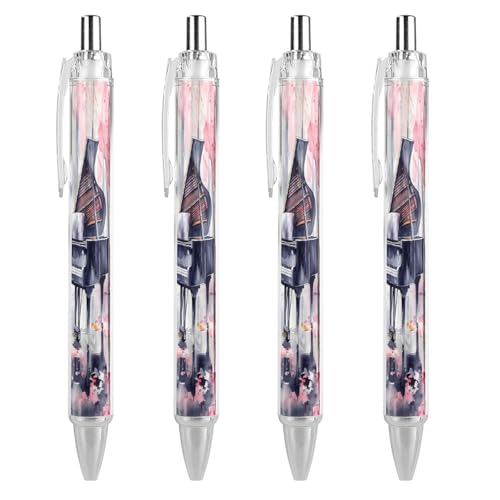 Oudrspo Aquarell-Klavier, bunter Kugelschreiber, Druckstift, 0,5 mm, glattes Schreiben, schwarze Tinte, Kugelschreiber, Notizen-Zubehör fürs Büro, 4 Stück von Oudrspo