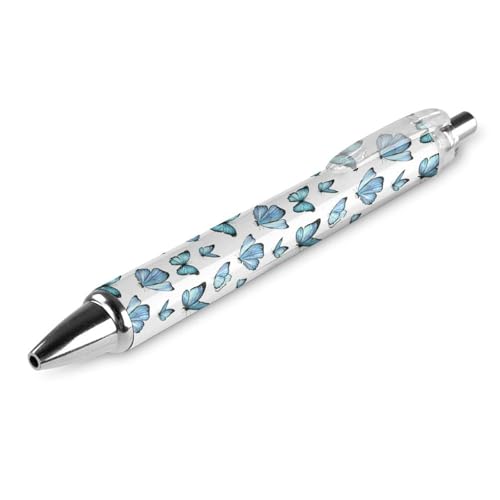 Oudrspo Aquarellstifte, blaue Schmetterlinge, schwarze Stifte, Kugelschreiber, glattes Schreiben, Gelschreiber, einziehbar, 0,5 feine Spitze, für Schule, Büro, Aquarellfarben, blaue Schmetterlinge, 2 von Oudrspo