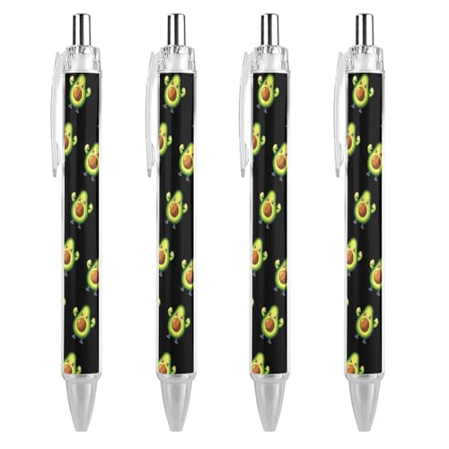 Oudrspo Avocados Fitness-Kugelschreiber, Druckkugelschreiber, 0,5 mm, glattes Schreiben, schwarze Tinte, Kugelschreiber, Notizenzubehör fürs Büro, 4 Stück von Oudrspo