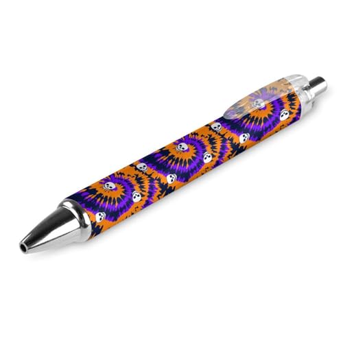 Oudrspo Batikspirale mit Totenkopf-Motiv, Schwarz, Kugelschreiber, glattes Schreiben, Gelschreiber, einziehbar, 0,5 feine Spitze, für Schule, Büro, Batikspirale mit Totenkopf-Muster, 4 Stück von Oudrspo