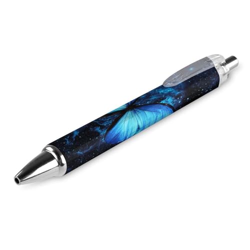 Oudrspo Blauer Schmetterling, Sternenhimmel, schwarzer Kugelschreiber, Kugelschreiber, glattes Schreiben, Gelschreiber, einziehbar, 0,5 feine Spitze, für Schule, Büro, blauer Schmetterling von Oudrspo