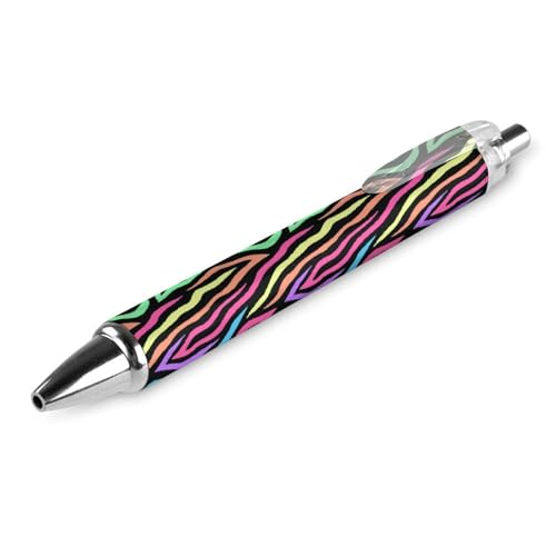 Oudrspo Bunte abstrakte Zebra-Stifte, Kugelschreiber, glattes Schreiben, Gelschreiber, einziehbar, 0,5 feine Spitze, für Schule, Büro, buntes abstraktes Zebramuster, 4 Stück von Oudrspo