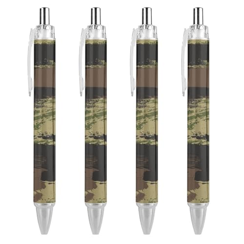 Oudrspo Camouflage-Stifte, Schwarz, Kugelschreiber, glattes Schreiben, Gelschreiber, einziehbar, 0,5 feine Spitze, für Schule, Büro, Camouflage-Muster, 4 Stück von Oudrspo