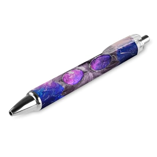 Oudrspo Cat Galaxy schwarze Stifte, Kugelschreiber, glattes Schreiben, Gelschreiber, einziehbar, 0,5 feine Spitze, für Schule, Büro, Katzen-Galaxie-Muster, 1 Stück von Oudrspo