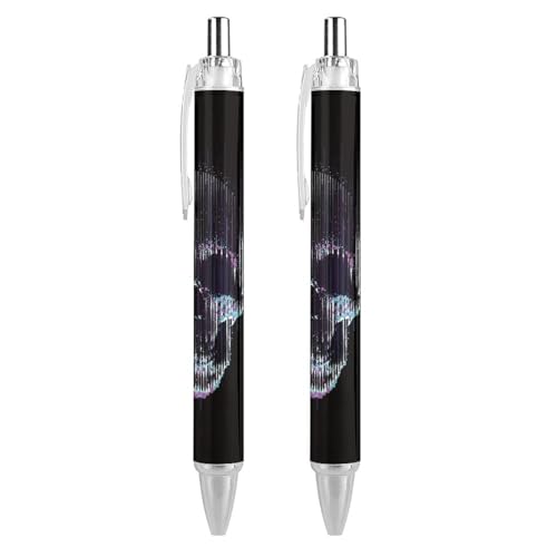 Oudrspo Cooler Totenkopf-Kugelschreiber, glattes Schreiben, Gelschreiber, einziehbar, 0,5 feine Spitze, für Schule, Büro, cooles Totenkopf-Muster, 2 Stück von Oudrspo