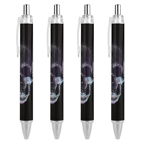 Oudrspo Cooler Totenkopf-Kugelschreiber, glattes Schreiben, Gelschreiber, einziehbar, 0,5 feine Spitze, für Schule, Büro, cooles Totenkopf-Muster, 2 Stück von Oudrspo