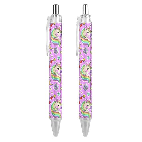 Oudrspo Einhorn-Regenbogen-Kugelschreiber, glattes Schreiben, Gelschreiber, einziehbar, 0,5 feine Spitze, für Schule, Büro, Einhorn-Regenbogen-Muster, 1 Stück von Oudrspo