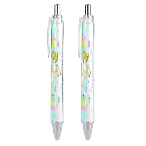 Oudrspo Einhorn-Regenbogen-Kugelschreiber, glattes Schreiben, Gelschreiber, einziehbar, 0,5 feine Spitze, für Schule, Büro, Einhorn-Regenbogen-Muster, 4 Stück von Oudrspo