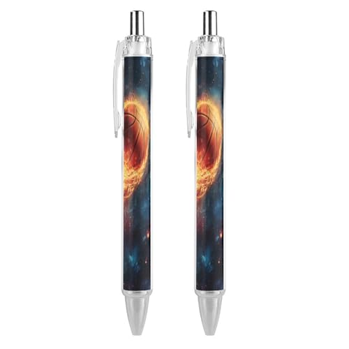 Oudrspo Flaming Basketball Shooting G-alaxy Kugelschreiber, Druckkugelschreiber, 0,5 mm, glattes Schreiben, schwarze Tinte, Kugelschreiber, Notizenzubehör fürs Büro, 2 Stück von Oudrspo