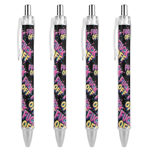 Oudrspo Fuck Off Kugelschreiber, Druckkugelschreiber, 0,5 mm, glattes Schreiben, schwarze Tinte, Kugelschreiber, Notizenzubehör fürs Büro, 4 Stück von Oudrspo
