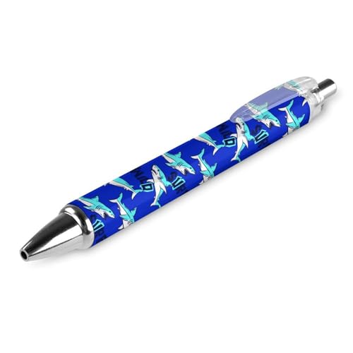 Oudrspo Fun Shark schwarzer Kugelschreiber, Kugelschreiber, glattes Schreiben, Gelschreiber, einziehbar, 0,5 feine Spitze, für Schule, Büro, lustiges Haifischmuster, 1 Stück von Oudrspo