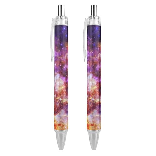 Oudrspo Galaxy Universe schwarze Kugelschreiber, Kugelschreiber, glattes Schreiben, Gelstifte, einziehbar, 0,5 feine Spitze, für Schule, Büro, Galaxie-Universum-Muster, 4 Stück von Oudrspo