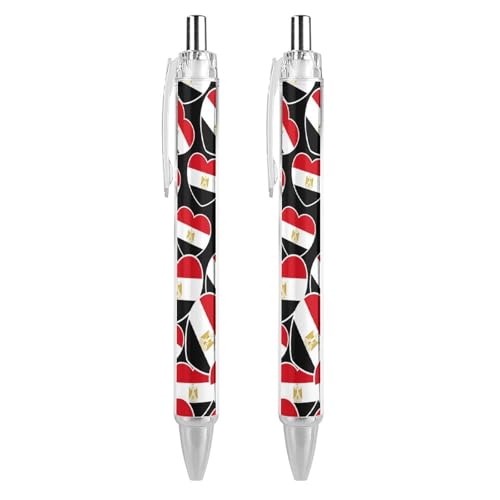 Oudrspo Kugelschreiber „I Love Egypt, einziehbar, 0,5 mm, glattes Schreiben, schwarze Tinte, Kugelschreiber, Notizen-Zubehör fürs Büro, 2 Stück von Oudrspo