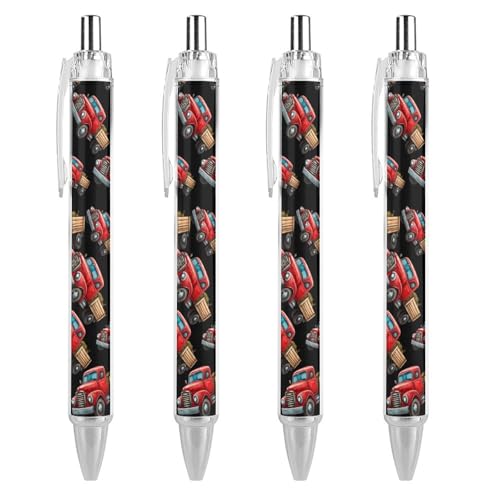 Oudrspo Kugelschreiber mit Bauernhof-LKW-Motiv, einziehbar, 0,5 mm, glattes Schreiben, schwarze Tinte, Kugelschreiber, Notizenzubehör fürs Büro, 4 Stück von Oudrspo