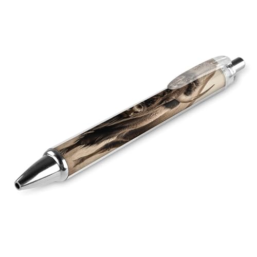 Oudrspo Kugelschreiber mit Bison-Tiermotiv, einziehbar, 0,5 mm, glattes Schreiben, schwarze Tinte, Kugelschreiber, Notizenzubehör fürs Büro, 1 Stück von Oudrspo