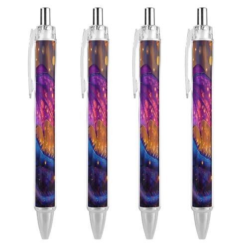 Oudrspo Kugelschreiber mit Drachen- und Pilzmotiv, 0,5 mm, glattes Schreiben, schwarze Tinte, Kugelschreiber, Notizenzubehör fürs Büro, 4 Stück von Oudrspo
