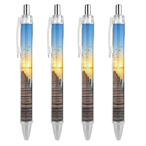 Oudrspo Kugelschreiber mit Holzsteg und Sonnenuntergang am, 0,5 mm feine Spitze, schwarze Tinte, Bürobedarf für Lehrer und Krankenschwestern von Oudrspo