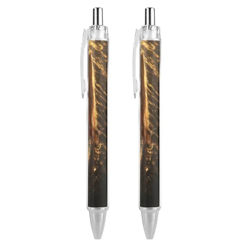 Oudrspo Kugelschreiber mit Meerjungfrau- und Sonnenuntergang-Motiv, 0,5 mm, glattes Schreiben, schwarze Tinte, Kugelschreiber, Notizzubehör fürs Büro, 2 Stück von Oudrspo