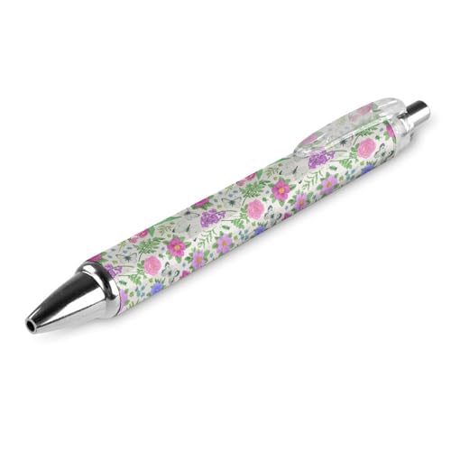 Oudrspo Kugelschreiber mit Schmetterlingen, Blumen, schwarz, glattes Schreiben, Gelstifte, einziehbar, 0,5 feine Spitze, für Schule, Büro, Schmetterlinge, Blumenmuster, 1 Stück von Oudrspo