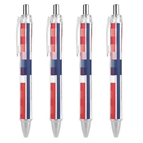 Oudrspo Kugelschreiber mit US- und norwegischer Flagge, Druckkugelschreiber, 0,5 mm, glattes Schreiben, schwarze Tinte, Kugelschreiber, Notizzubehör fürs Büro, 4 Stück von Oudrspo