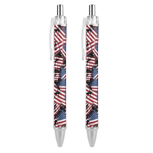 Oudrspo Kugelschreiber mit USA-Flagge, einziehbar, 0,5 mm, glattes Schreiben, schwarze Tinte, Kugelschreiber, Notizenzubehör fürs Büro, 2 Stück Oudrspo Kugelschreiber mit USA-Flagge, einziehbar, 0,5 mm, glattes Schreiben, schwarze Tinte, Kugelschreiber, Notizenzubehör fürs Büro, 2 Stück von Oudrspo
