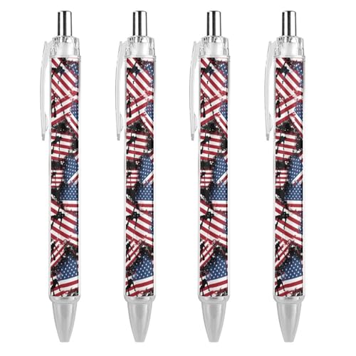 Oudrspo Kugelschreiber mit USA-Flagge, einziehbar, 0,5 mm, glattes Schreiben, schwarze Tinte, Kugelschreiber, Notizenzubehör fürs Büro, 4 Stück Oudrspo Kugelschreiber mit USA-Flagge, einziehbar, 0,5 mm, glattes Schreiben, schwarze Tinte, Kugelschreiber, Notizenzubehör fürs Büro, 4 Stück von Oudrspo