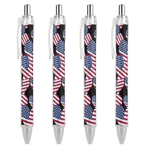 Oudrspo Kugelschreiber mit USA-Herzflagge, Druckkugelschreiber, 0,5 mm, glattes Schreiben, schwarze Tinte, Kugelschreiber, Notizenzubehör fürs Büro, 4 Stück Oudrspo Kugelschreiber mit USA-Herzflagge, Druckkugelschreiber, 0,5 mm, glattes Schreiben, schwarze Tinte, Kugelschreiber, Notizenzubehör fürs Büro, 4 Stück von Oudrspo