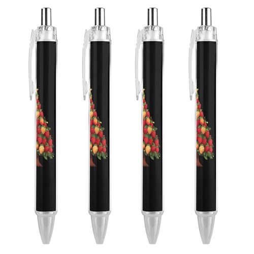 Oudrspo Kugelschreiber mit Weihnachtserdbeerbaum, Druckkugelschreiber, 0,5 mm, glattes Schreiben, schwarze Tinte, Kugelschreiber, Notizzubehör fürs Büro, 4 Stück Oudrspo Kugelschreiber mit Weihnachtserdbeerbaum, Druckkugelschreiber, 0,5 mm, glattes Schreiben, schwarze Tinte, Kugelschreiber, Notizzubehör fürs Büro, 4 Stück von Oudrspo
