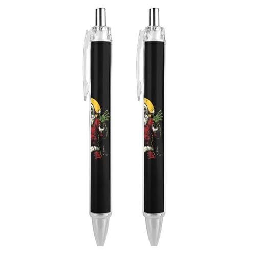 Oudrspo Kugelschreiber mit Weihnachtsmann-Zombie-Vollmond, einziehbar, 0,5 mm, glattes Schreiben, schwarze Tinte, Kugelschreiber, Notizzubehör fürs Büro, 2 Stück Oudrspo Kugelschreiber mit Weihnachtsmann-Zombie-Vollmond, einziehbar, 0,5 mm, glattes Schreiben, schwarze Tinte, Kugelschreiber, Notizzubehör fürs Büro, 2 Stück von Oudrspo