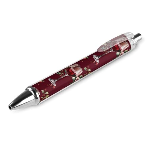 Oudrspo Kugelschreiber mit Weinflaschen-Blumen, Druckkugelschreiber, 0,5 mm, glattes Schreiben, schwarze Tinte, Kugelschreiber, Notizenzubehör fürs Büro, 1 Stück von Oudrspo